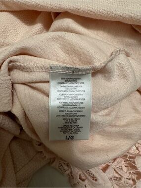 Anthropologie Eri + Ali Samara Light Blush Pink Lace & Knit Top
